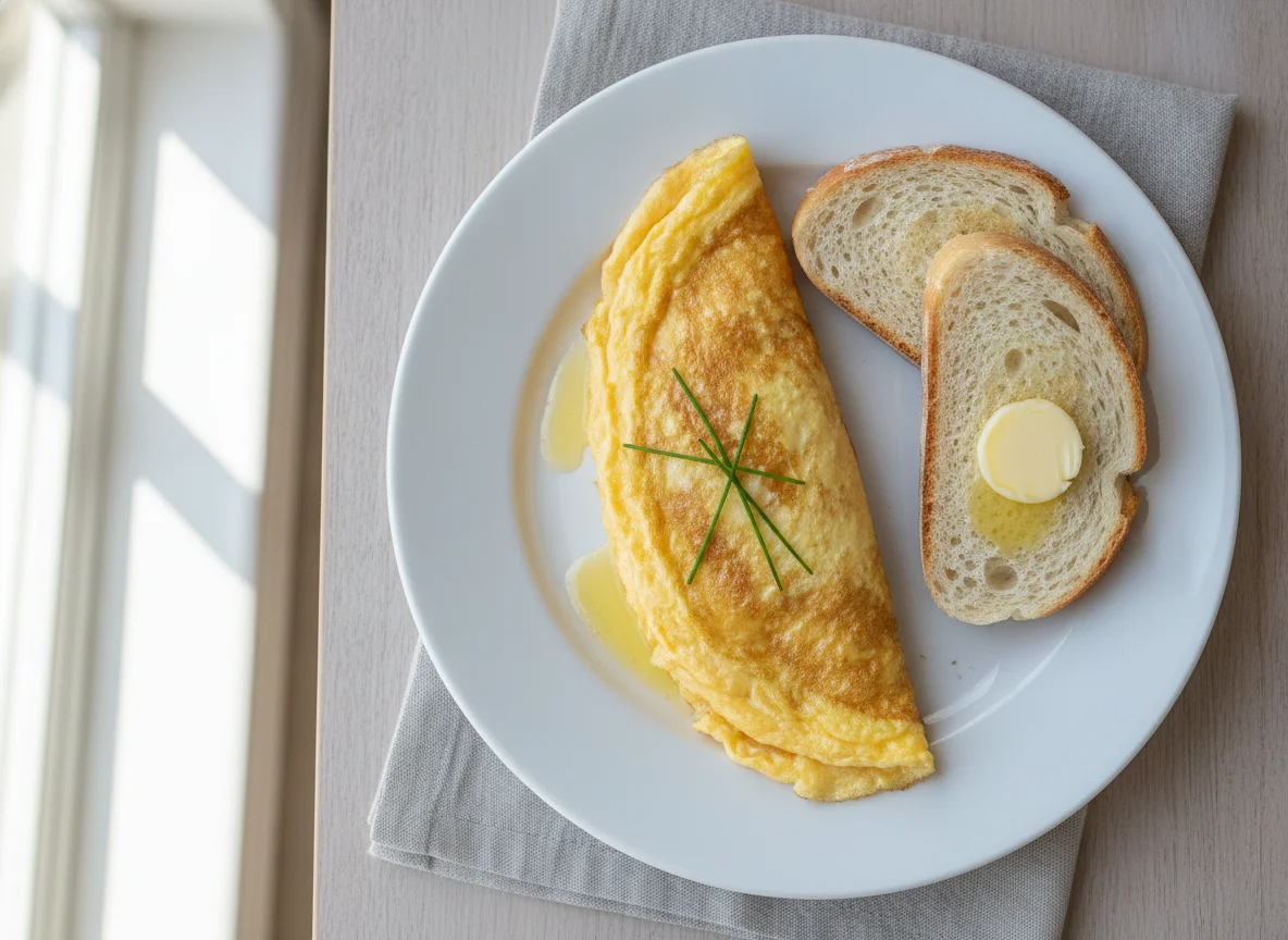 Omelette with white bread photo