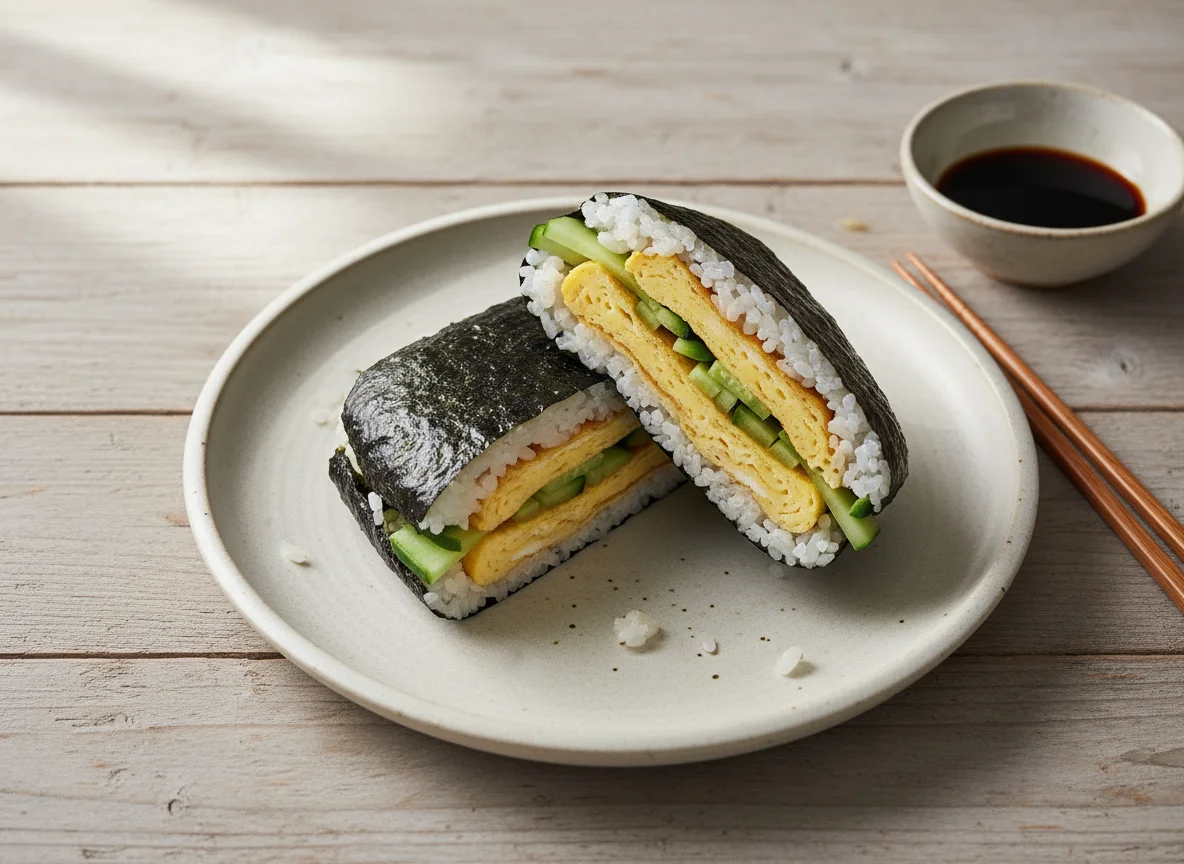 Onigirazu with Egg and Cucumber photo