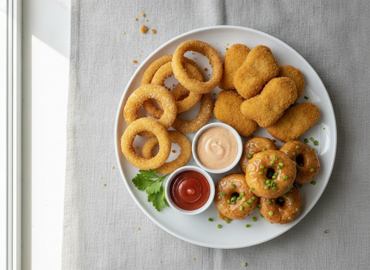 Onion Rings, Chicken Nuggets, and Chicken Donuts photo
