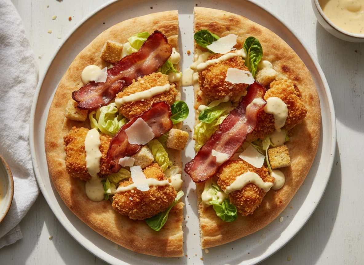 Open Chicken Caesar Flatbread photo
