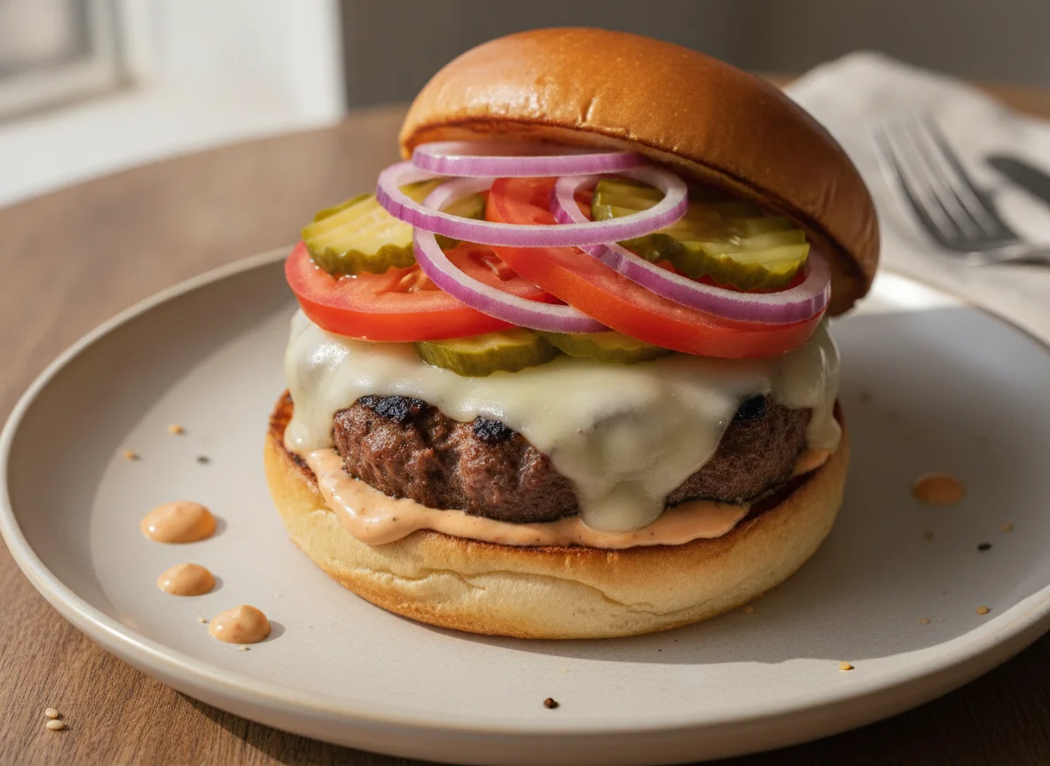 Open-faced Cheeseburger photo