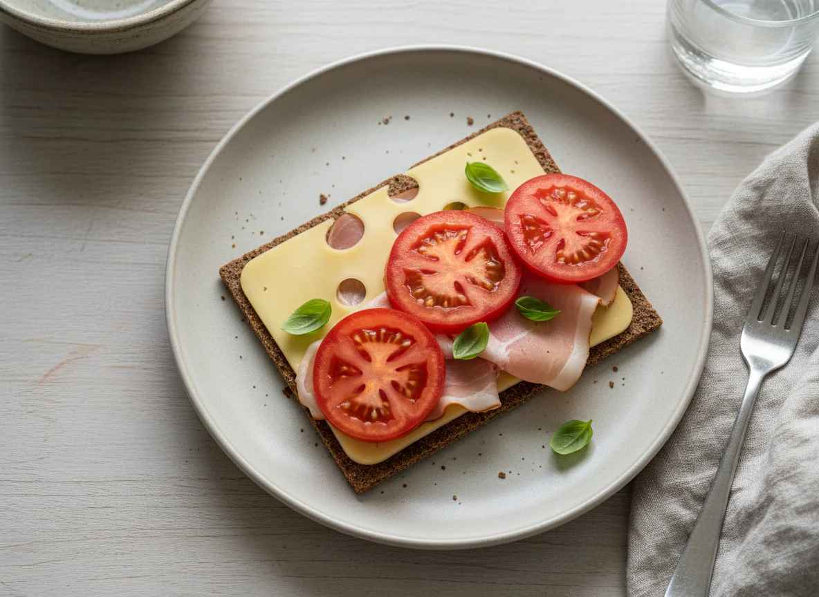 Open-faced crispbread sandwich photo