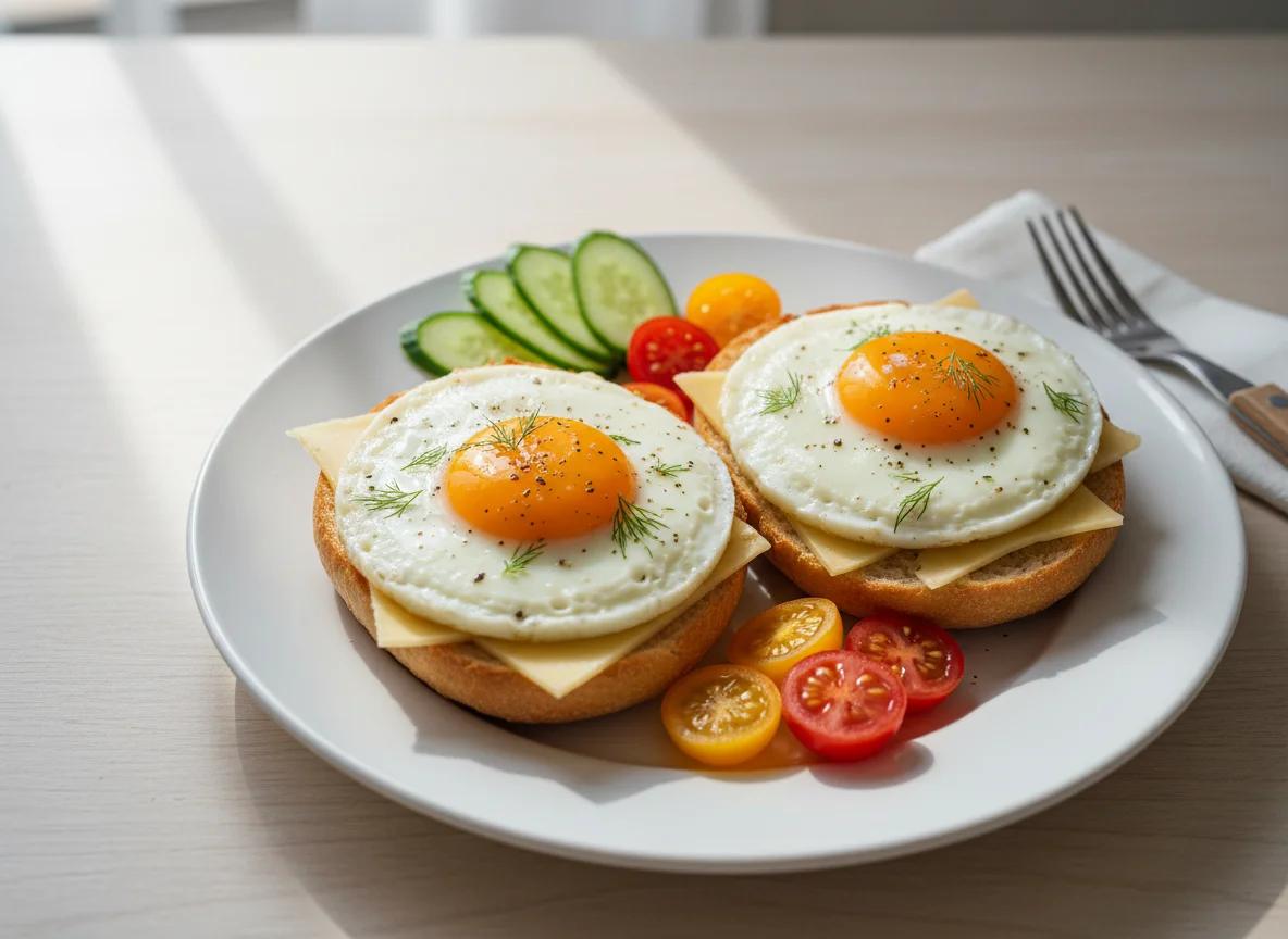Open-faced Egg Sandwich with Toppings photo