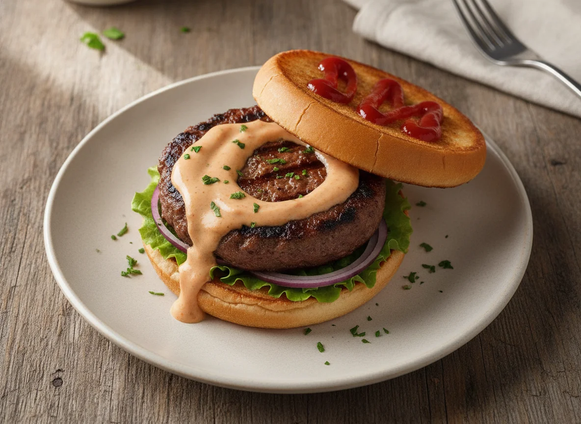 Open-faced Hamburger photo