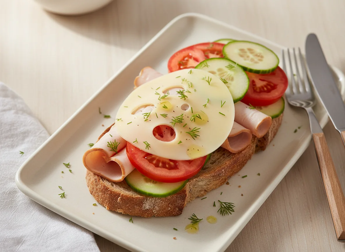 Open-faced Turkey and Vegetable Sandwich photo
