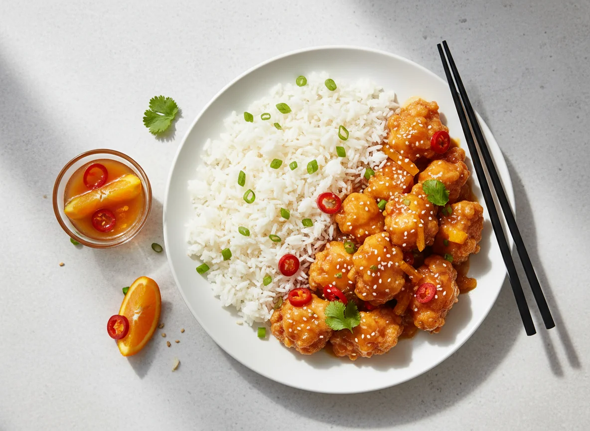 Orange Chicken with White Rice photo