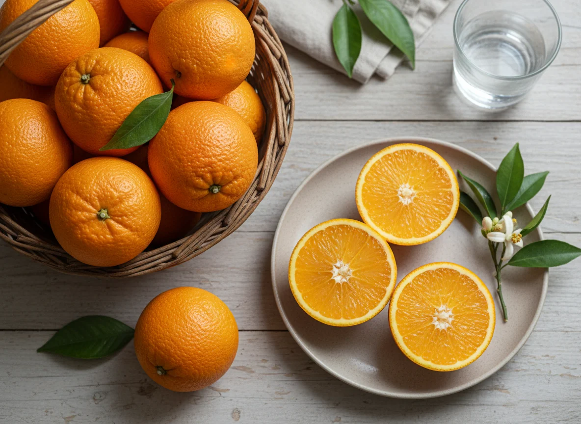 Oranges in a basket photo
