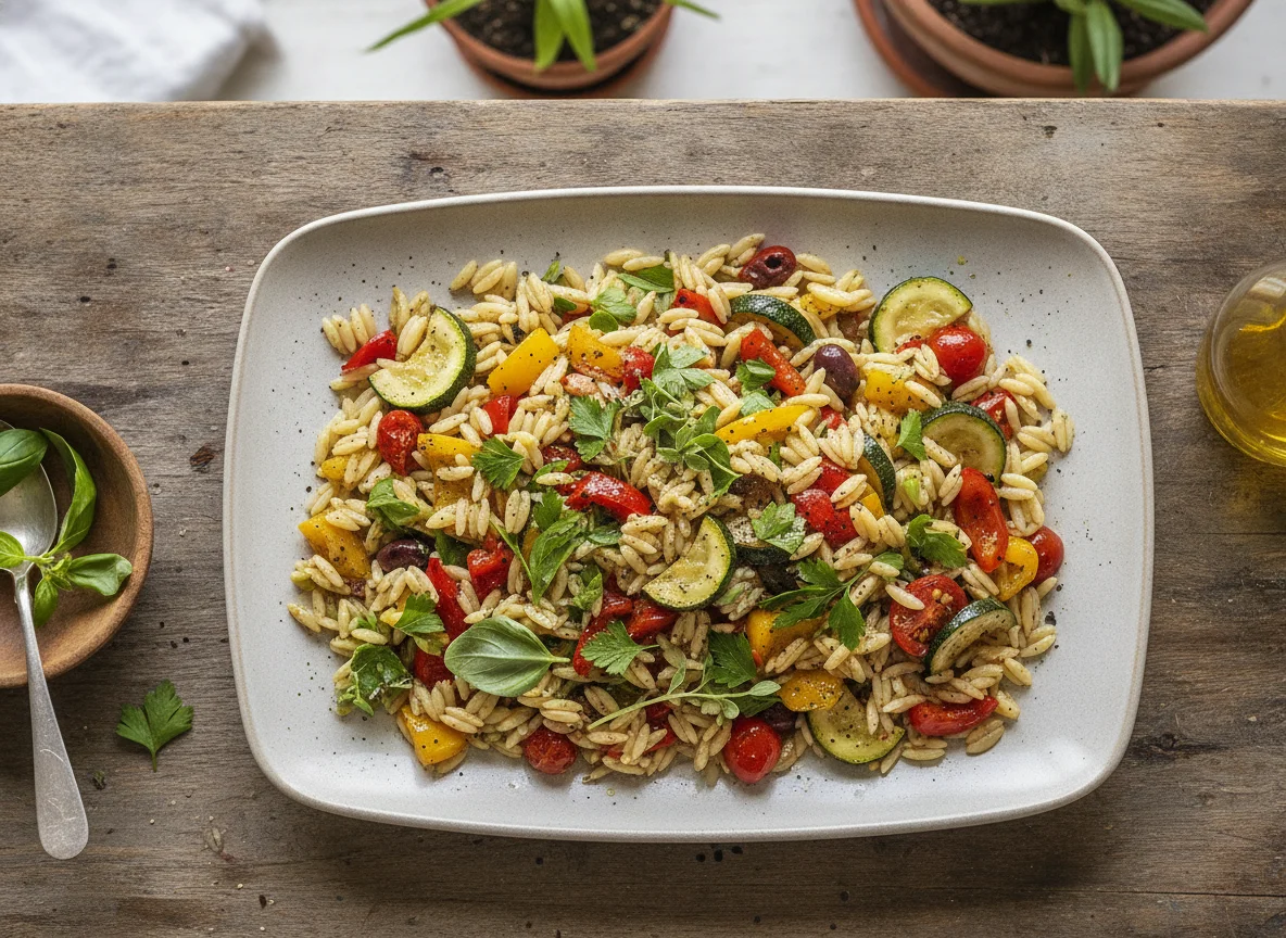 Orzo Pasta Salad with Roasted Vegetables photo