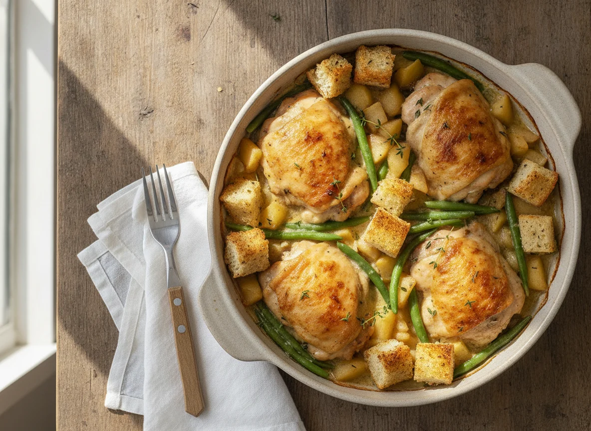Oven Baked Normandy-Style Chicken Thigh & Apple Casserole photo