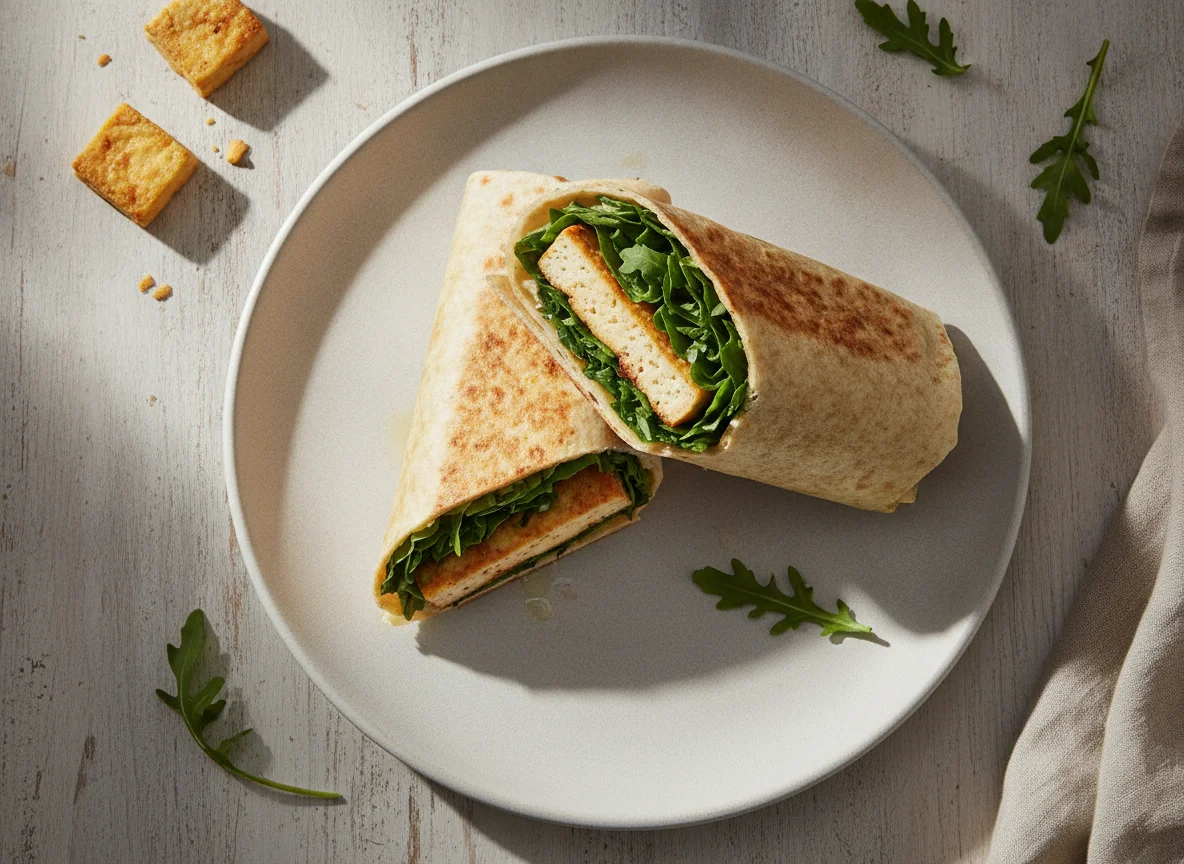 Oven baked tofu wrap photo