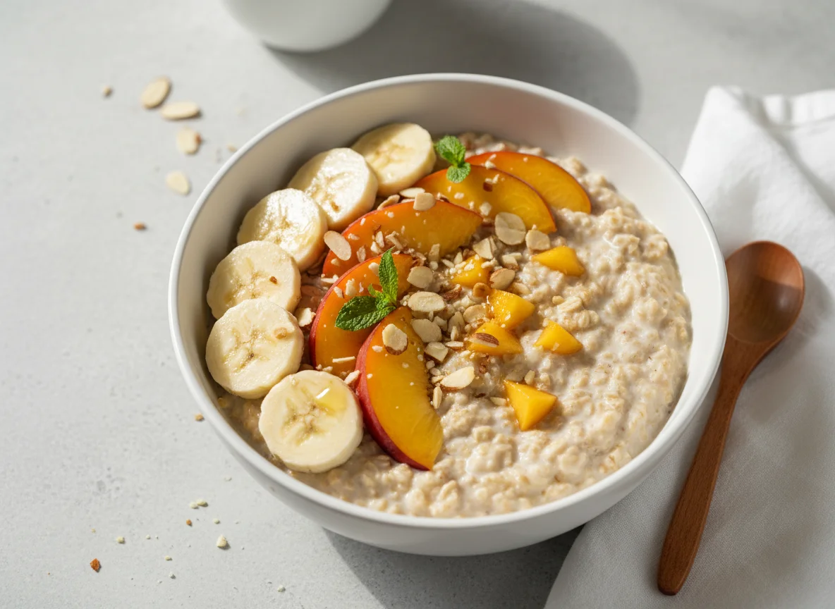 Overnight Oats with Banana and Peach photo