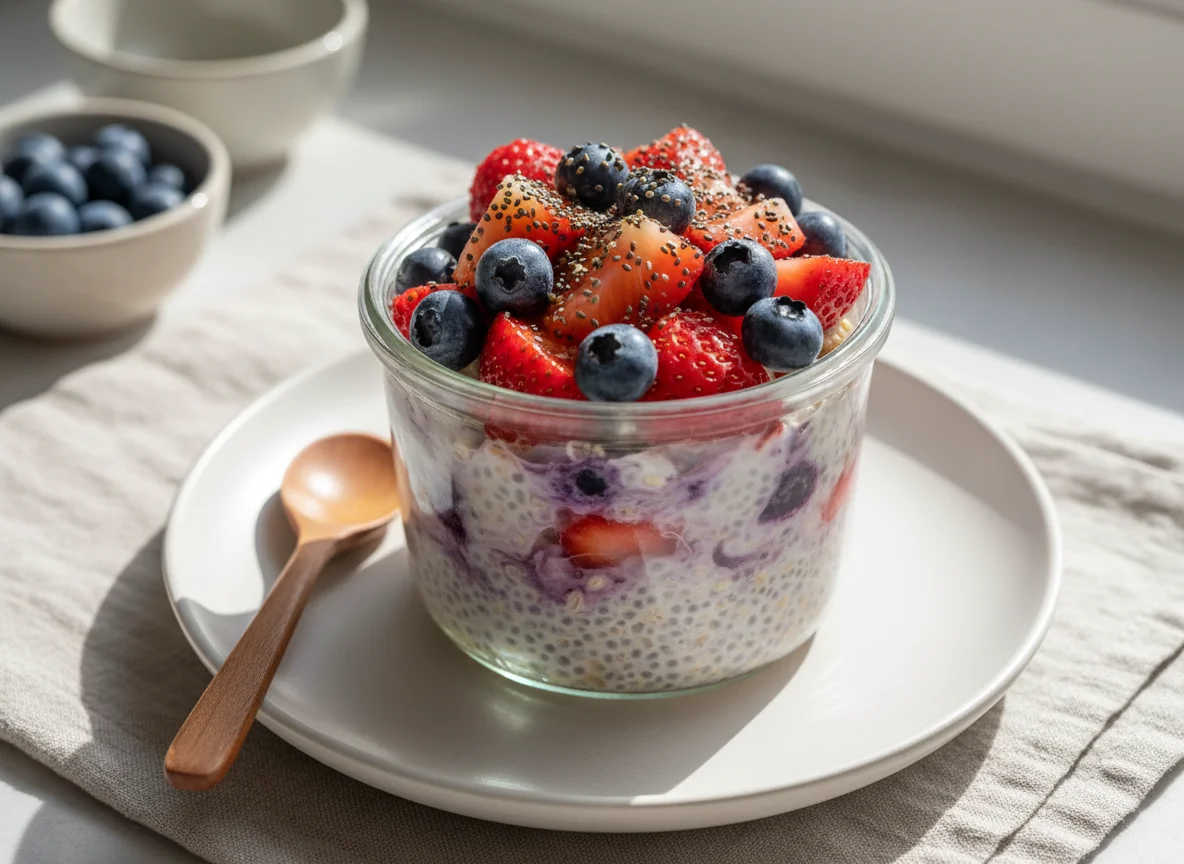 Overnight Oats with Berries and Chia Seeds photo