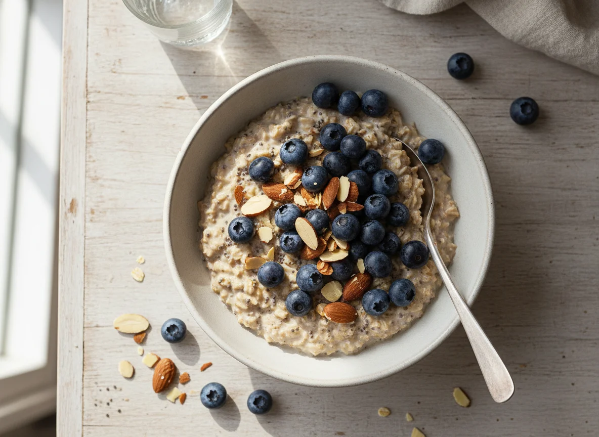 Overnight Oats with Blueberries and Almonds photo
