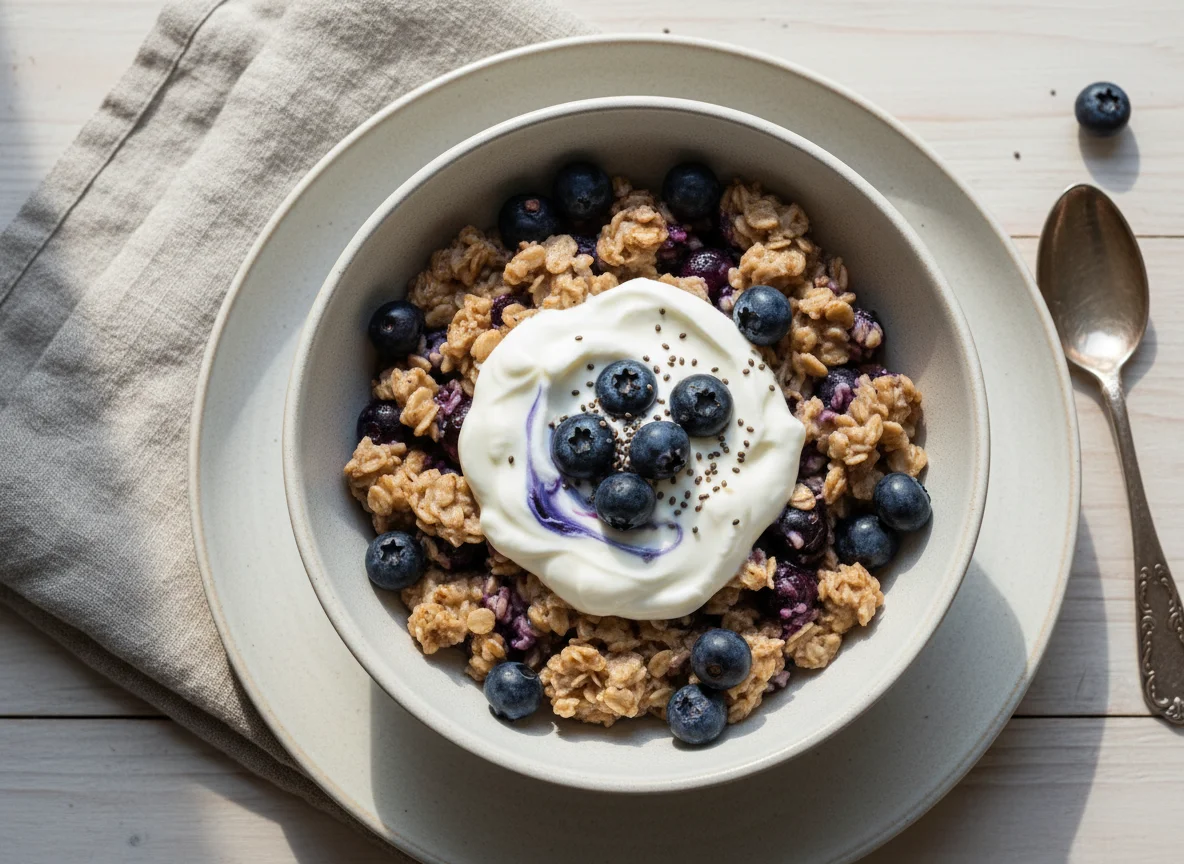 Overnight Oats with Blueberries and Yogurt photo