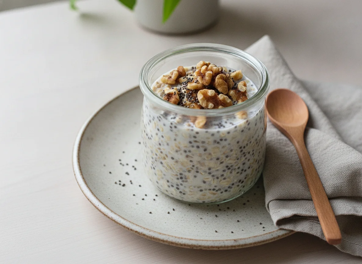 Overnight Oats with Chia Seeds and Walnuts photo