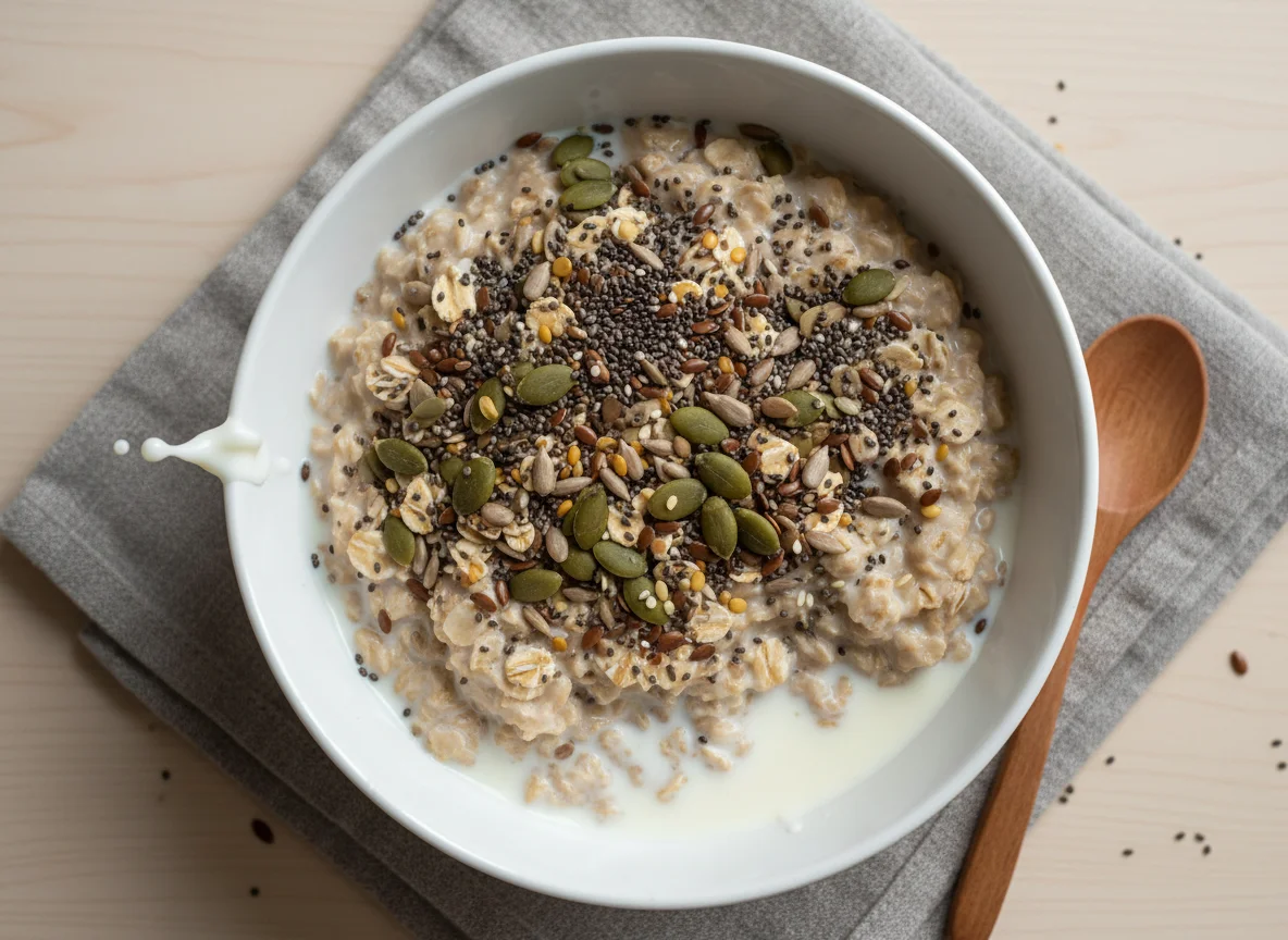 Overnight Oats with Mixed Seeds and Milk photo