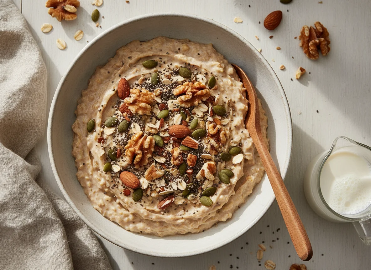 Overnight Oats with Nuts and Whey Protein photo
