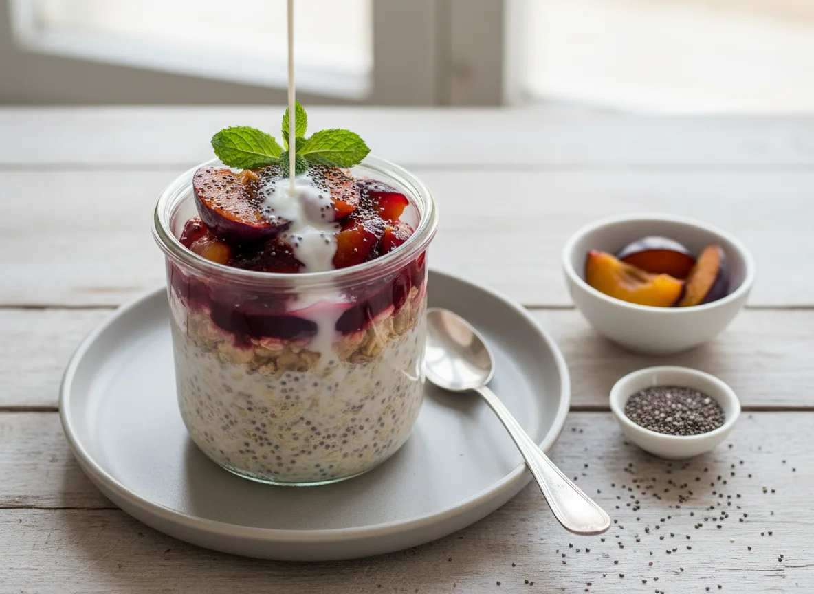 Overnight Oats with Plums and Chia Seeds photo