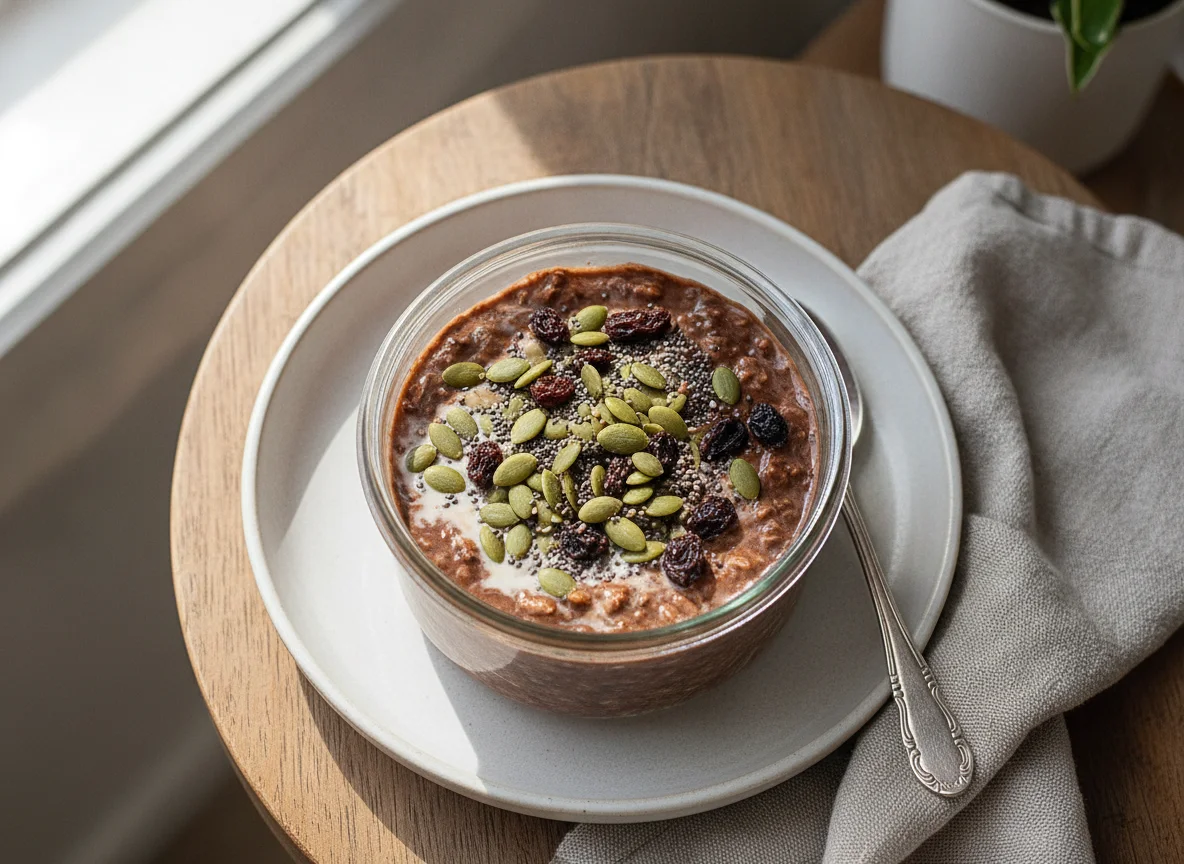 Overnight Oats with Protein Powder and Seeds photo