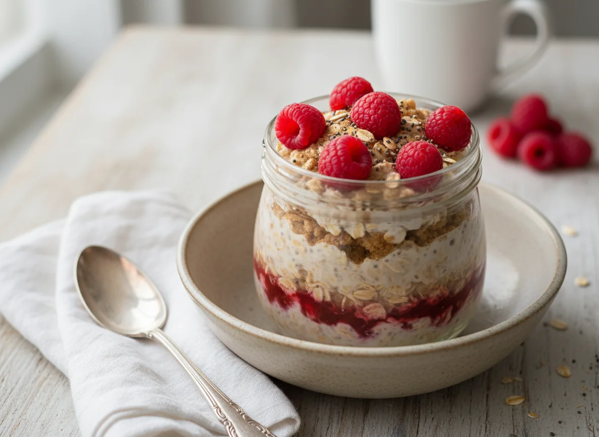 Overnight Oats with Raspberries photo