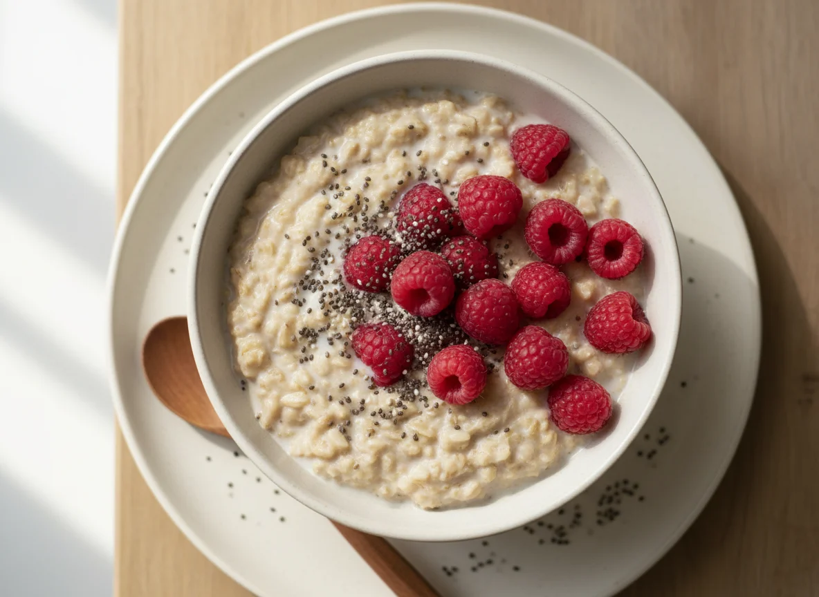 Overnight Oats with Raspberries and Chia Seeds photo