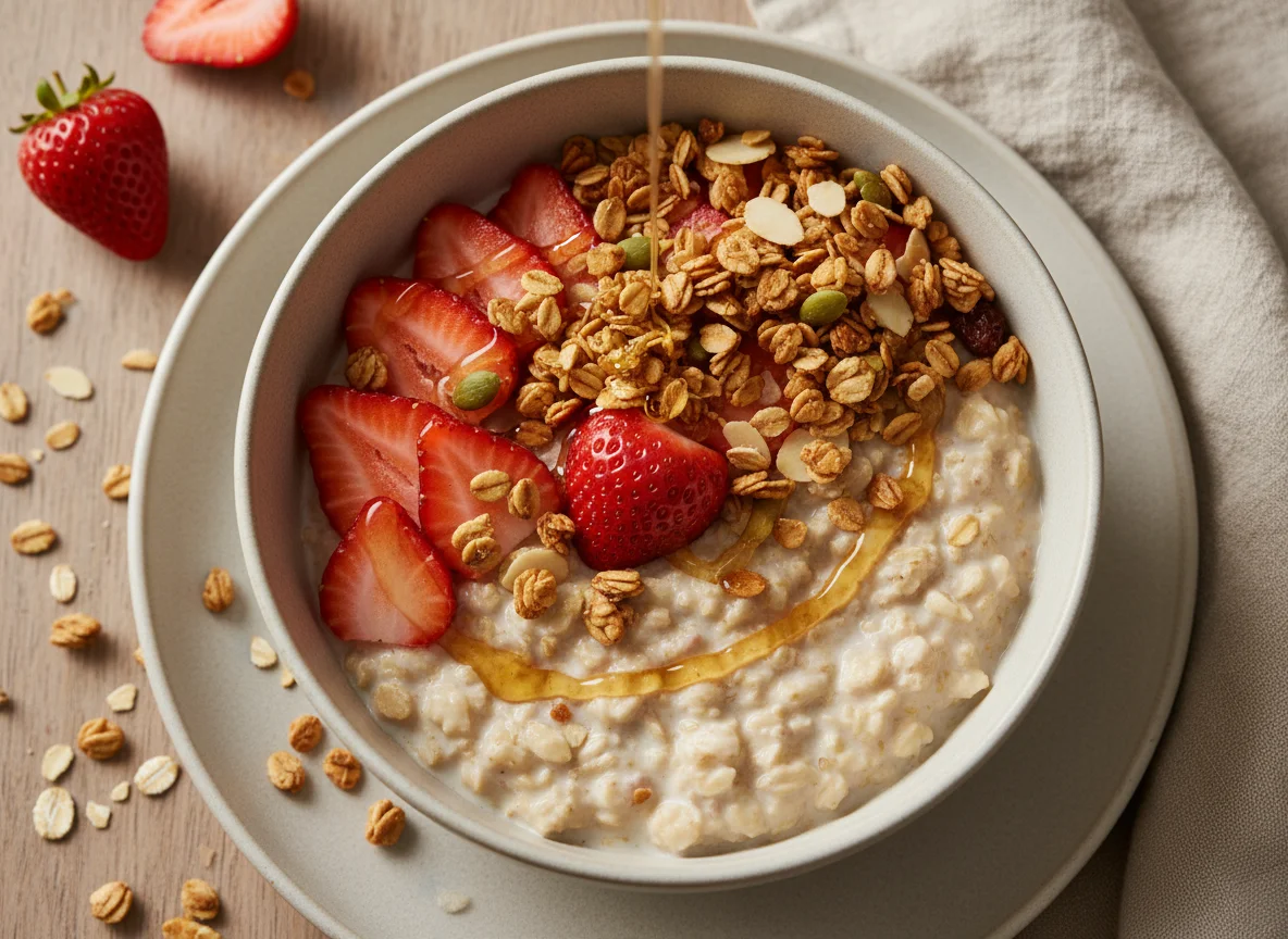Overnight Oats with Strawberries and Granola photo