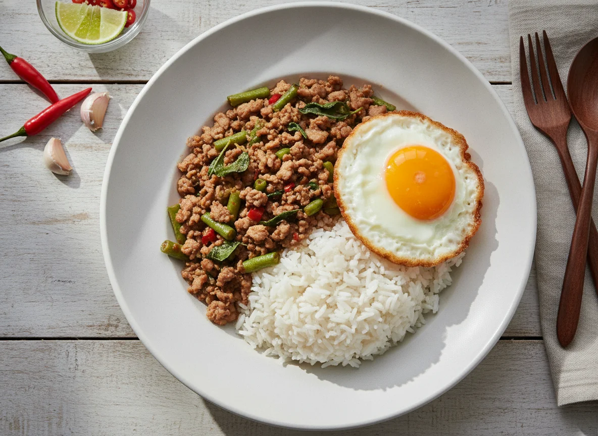 Pad Kra Pao with Fried Egg photo