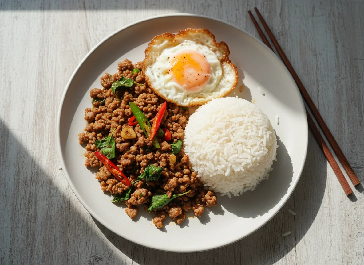 Pad Kra Pao with Rice photo