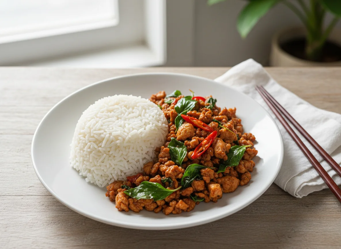 Pad Krapow Gai with Rice photo