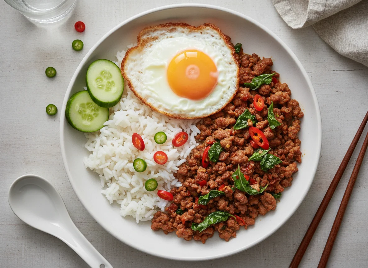 Pad Krapow Moo Saap with Fried Egg photo