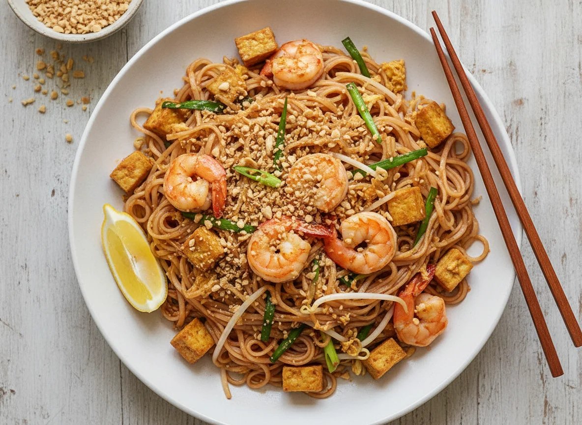Pad Thai with Prawns and Tofu photo