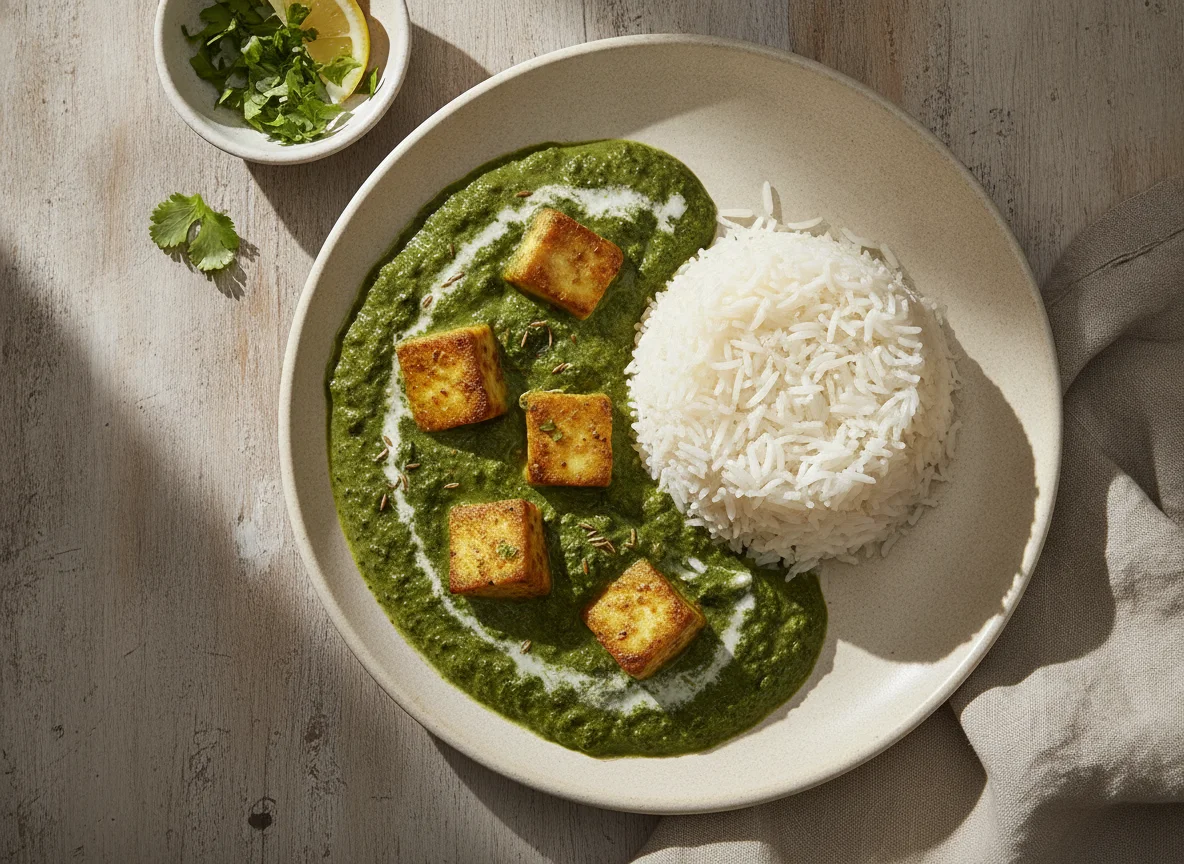Palak Paneer with Basmati Rice photo