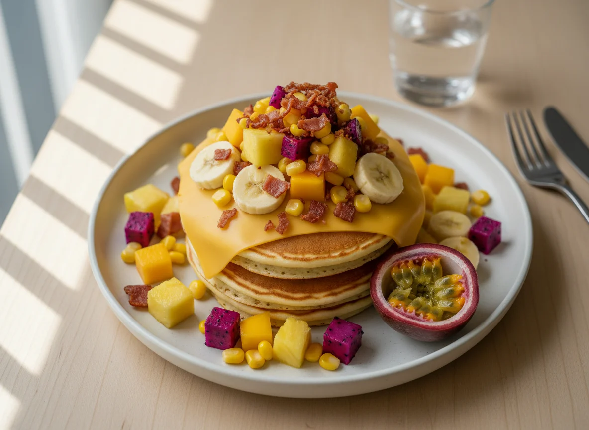 Pancakes with Fruit and Bacon photo