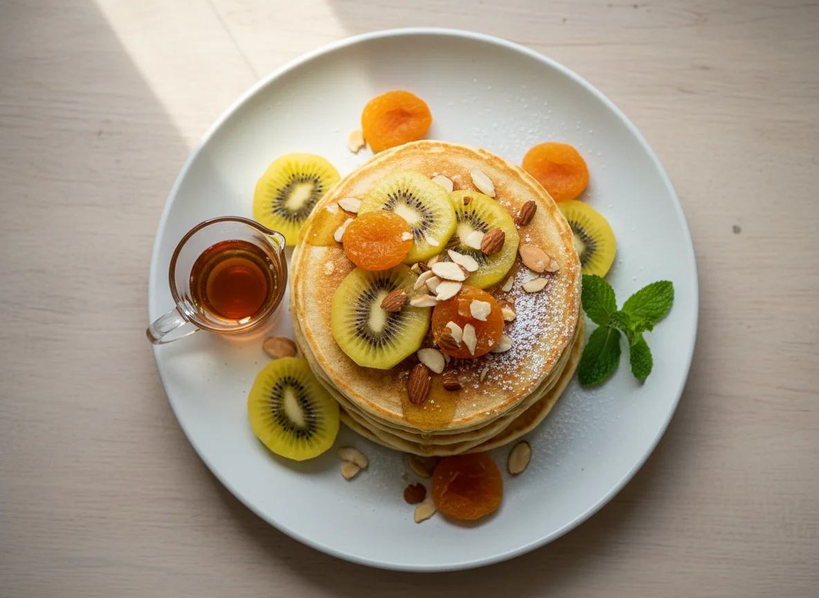Pancakes with Fruit and Nuts photo