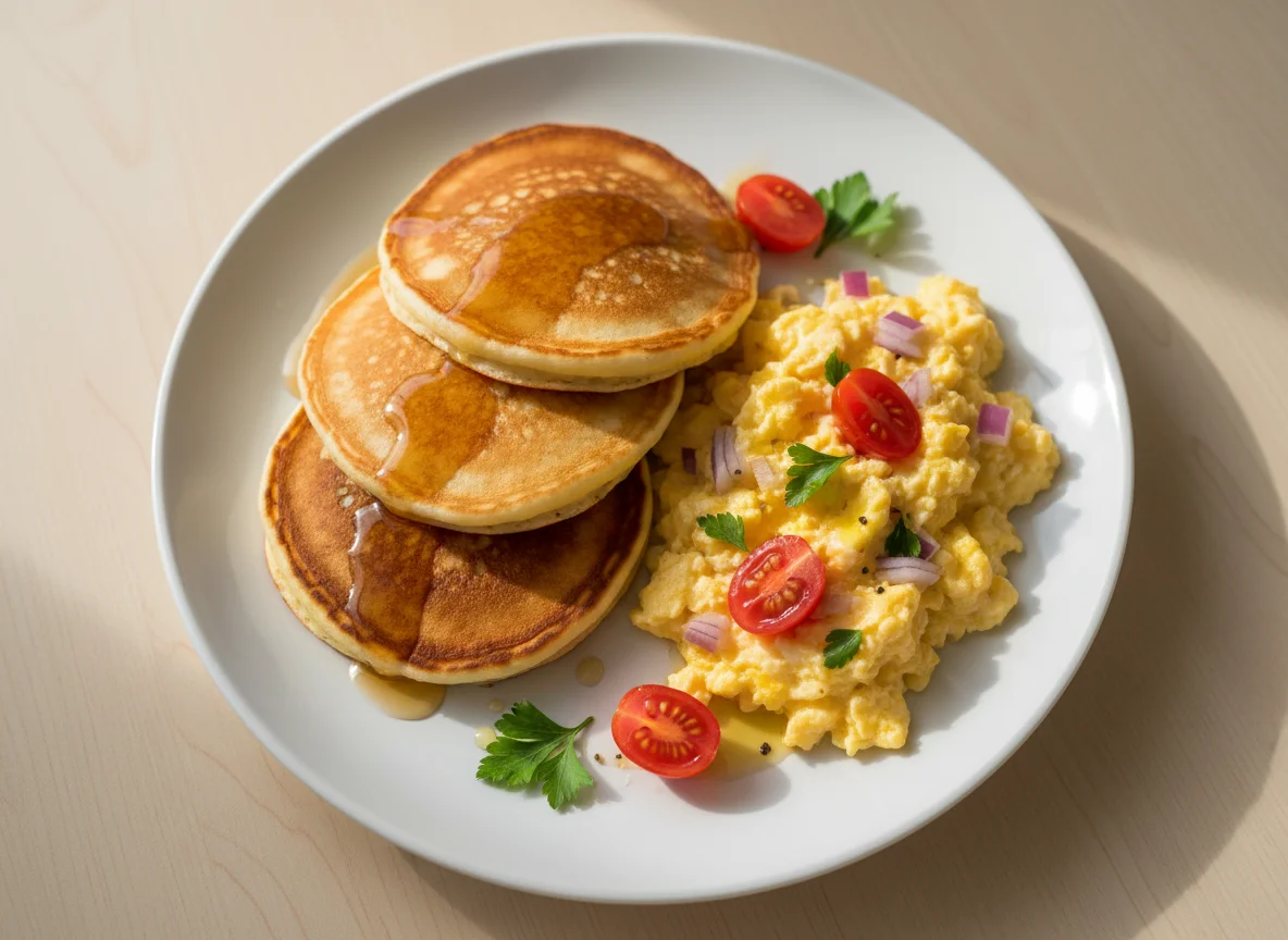 Pancakes with Scrambled Eggs photo