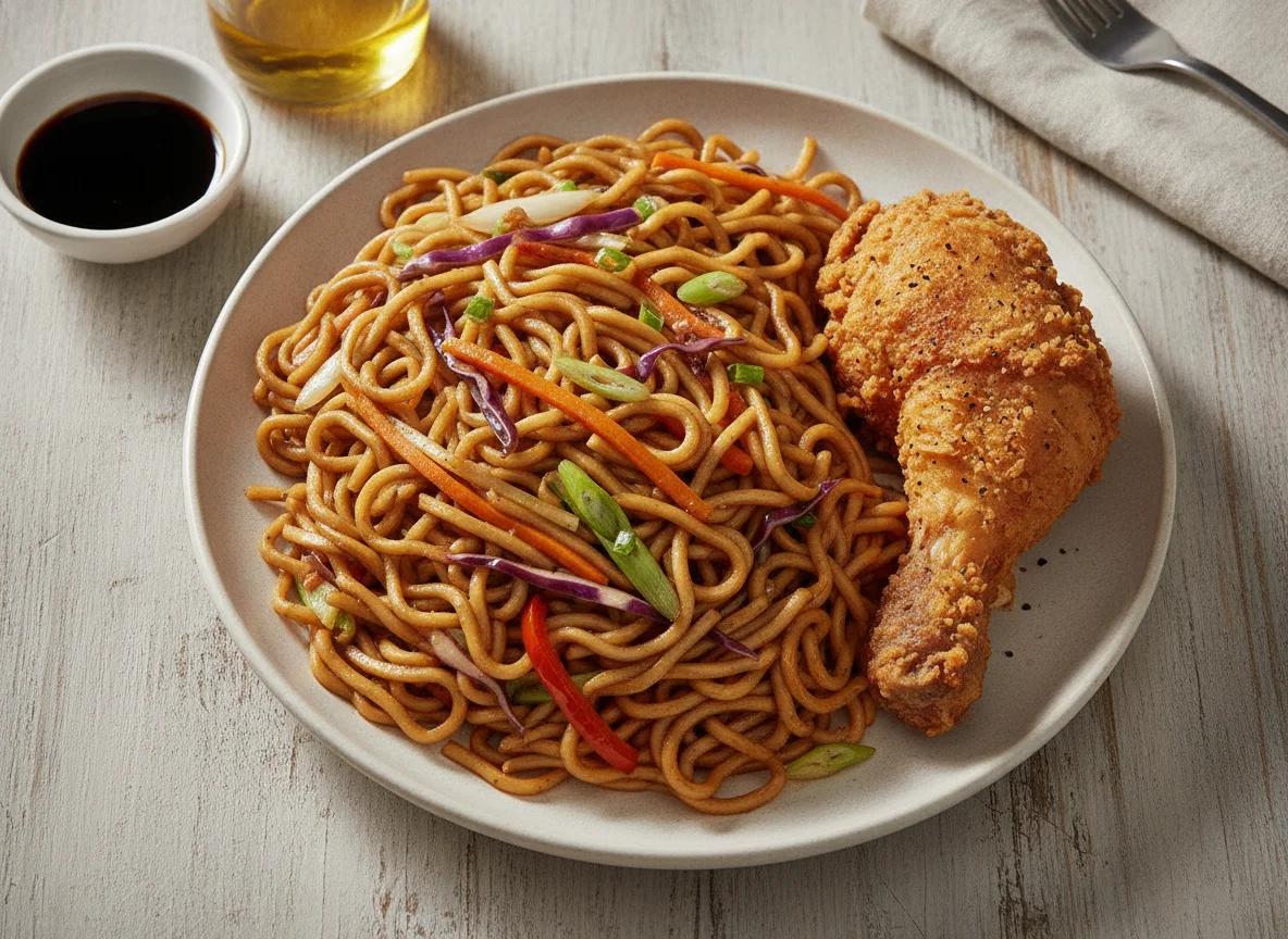 Pancit Canton with Fried Chicken photo