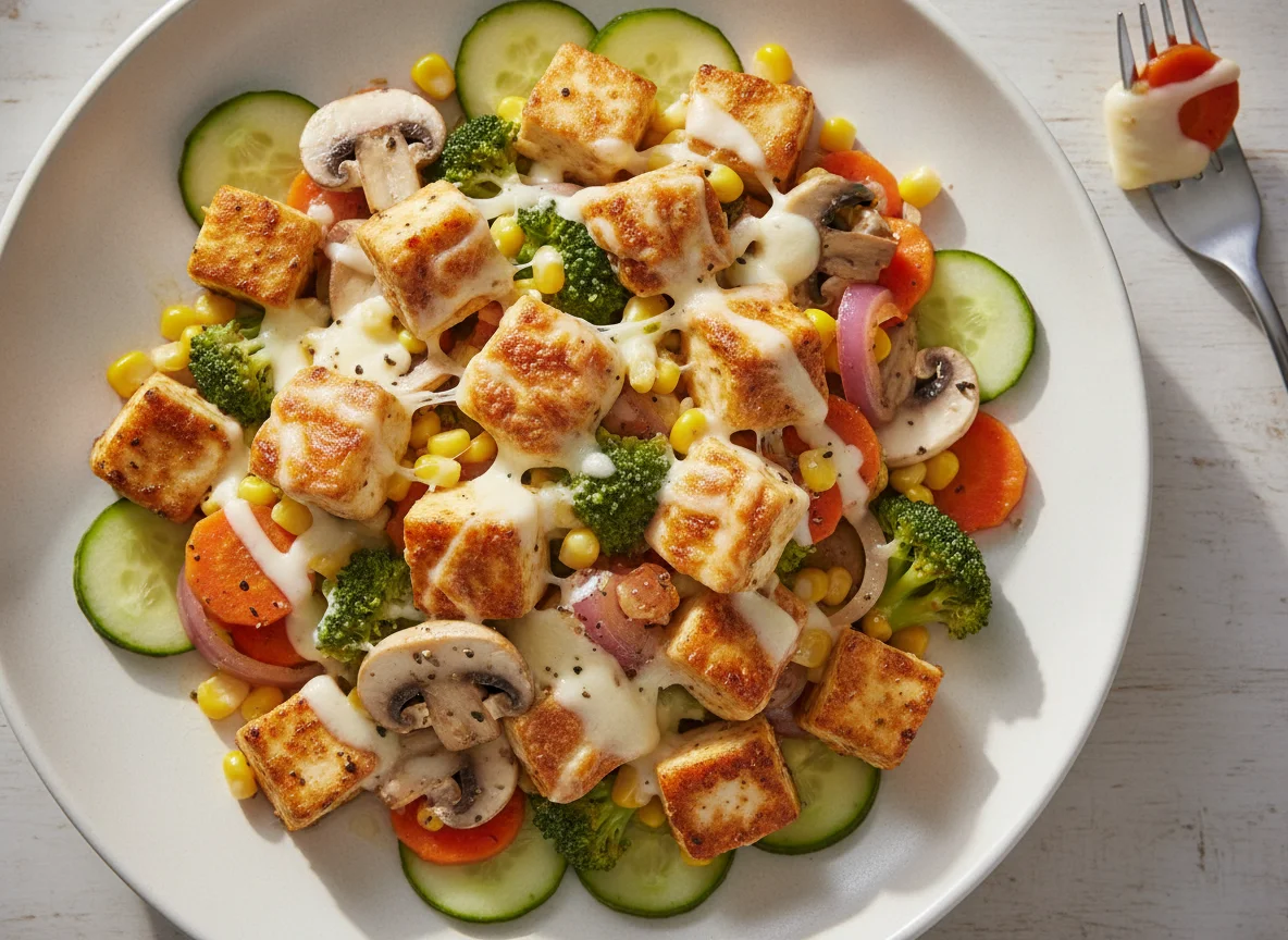 Paneer and Vegetable Stir Fry with Cheese photo