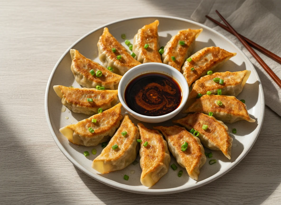 Pan-fried Dumpling with Sauce photo