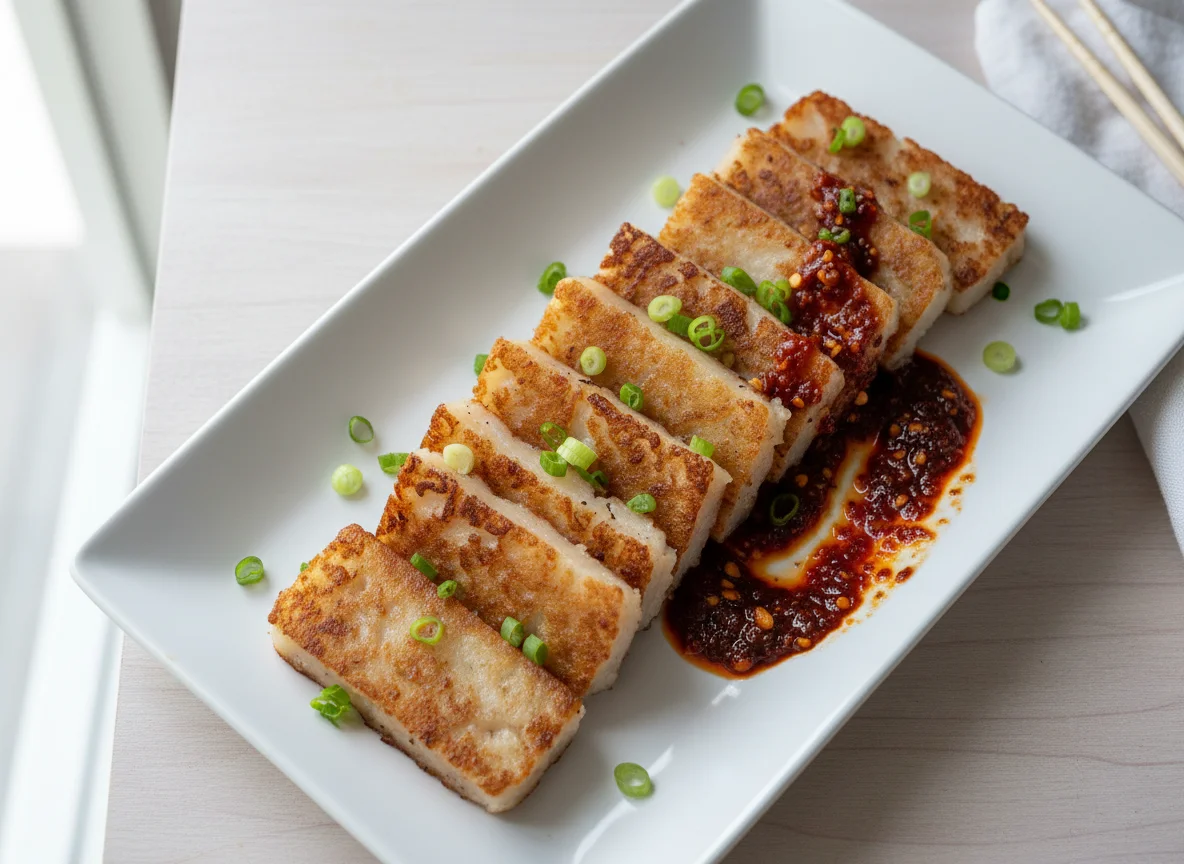 Pan-fried Turnip Cake with Chili Sauce photo