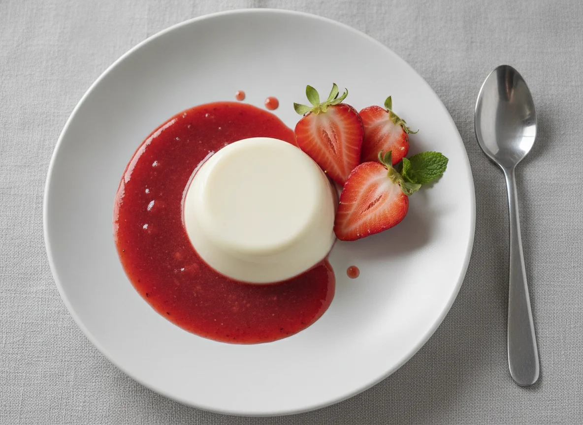 Panna Cotta with Strawberry Coulis photo