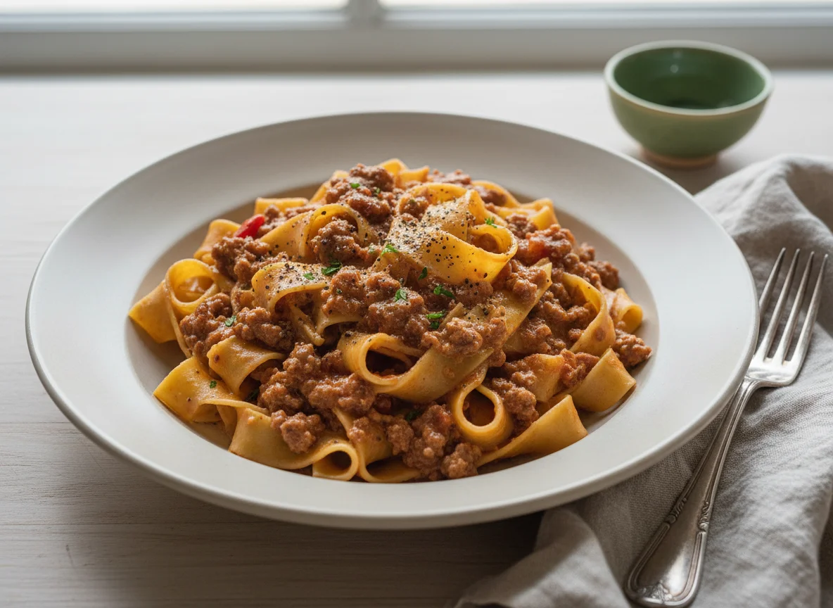 Pappardelle with Creamy Meat Sauce photo