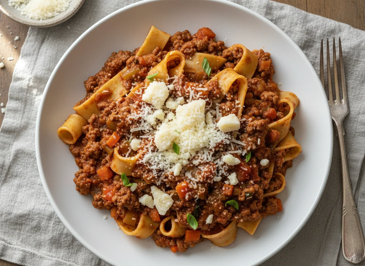 Pappardelle with Meat Sauce and Parmesan photo