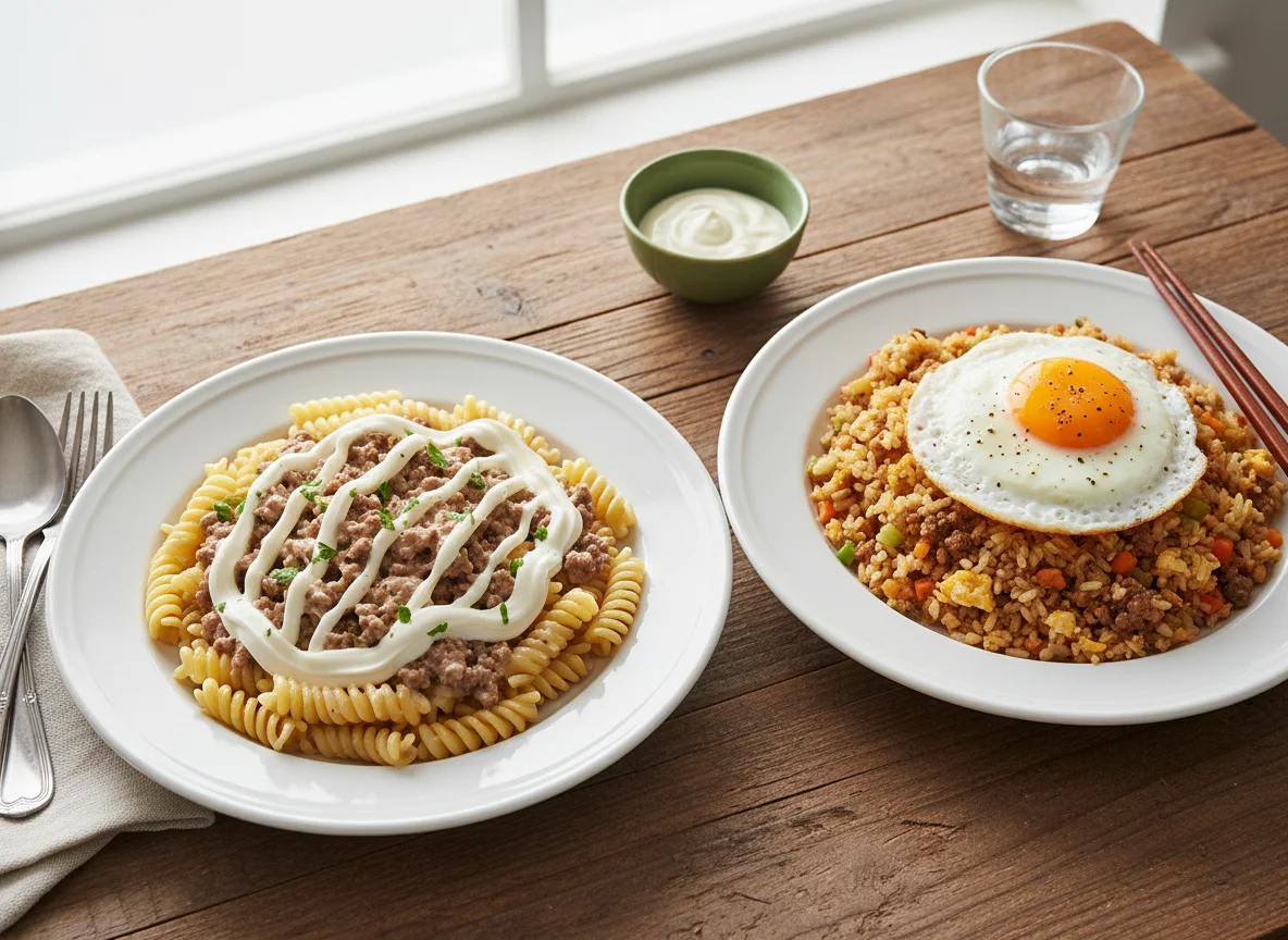 Pasta and Rice with Meat and Sauce photo