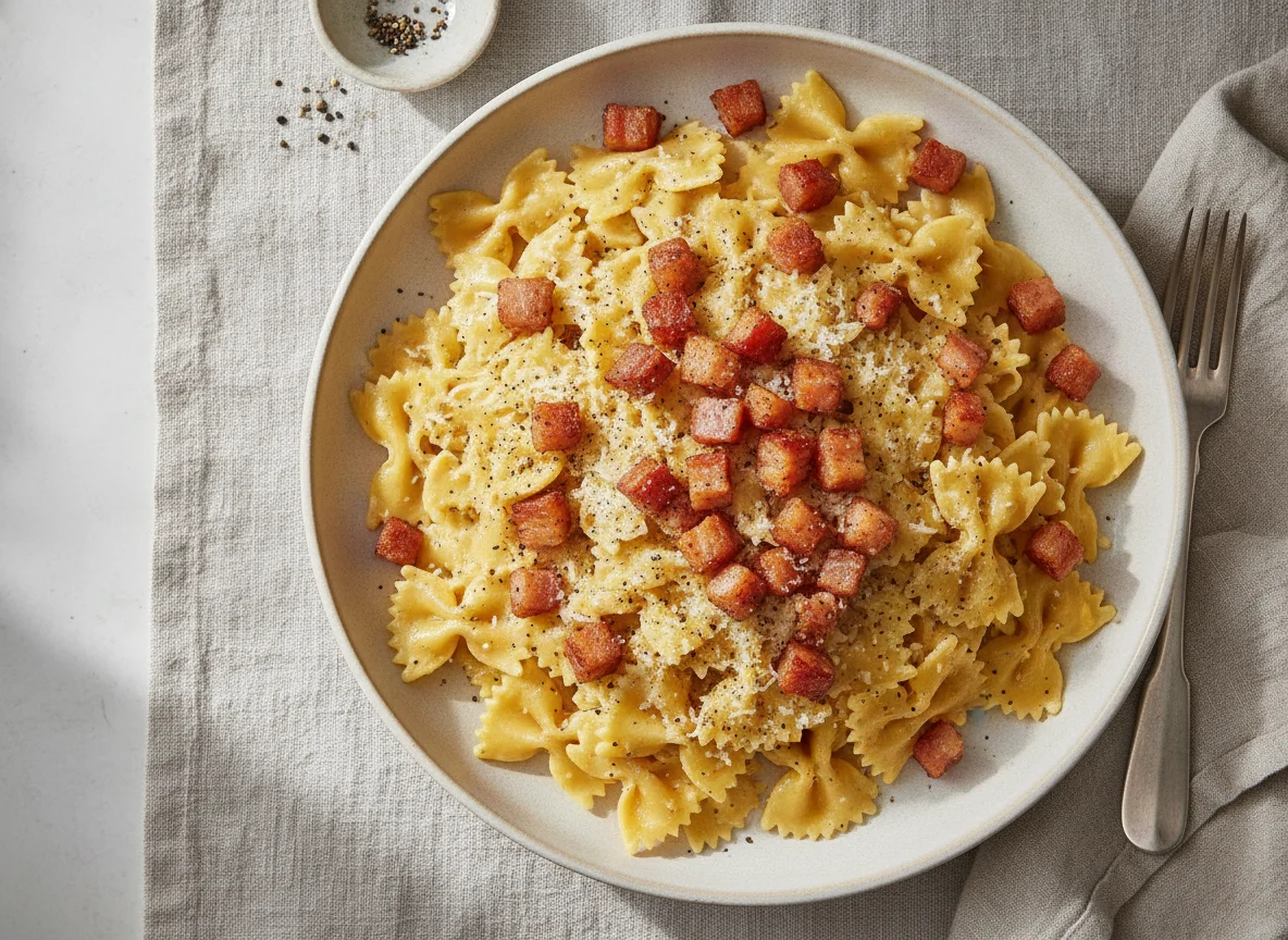 Pasta Carbonara with Farfalle photo