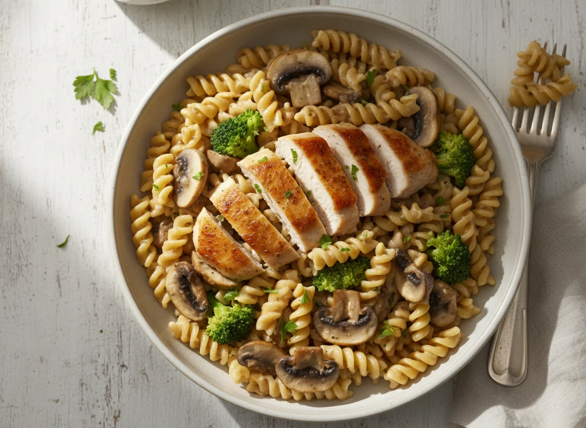 Pasta Chicken Mushroom Bowl photo