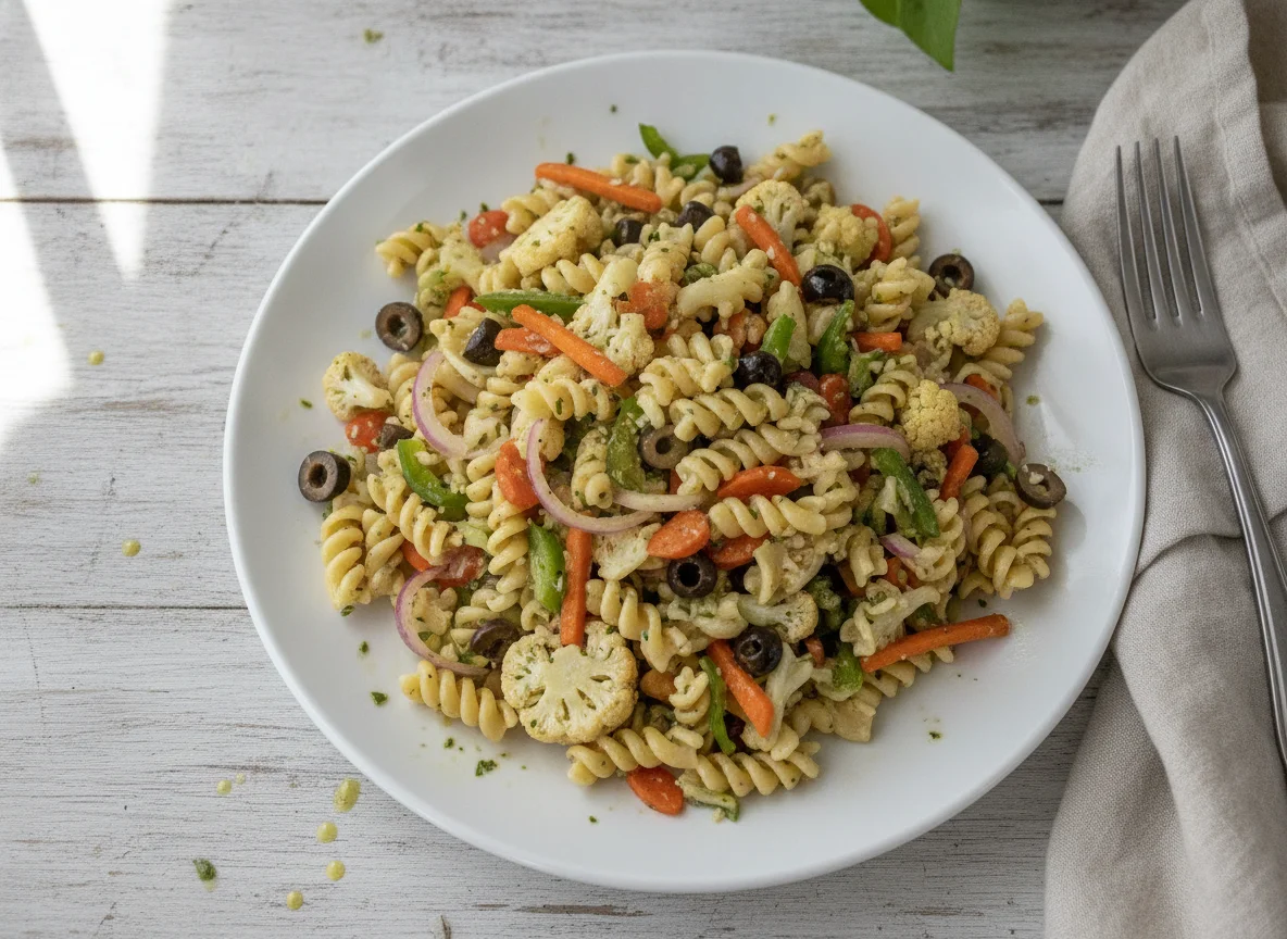Pasta Salad with Cauliflower and Vegetables photo
