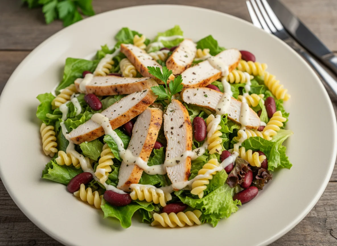 Pasta Salad with Chicken and Lettuce photo
