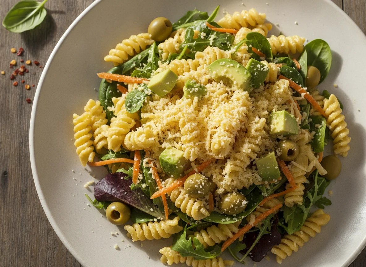 Pasta Salad with Hummus and Cheese photo