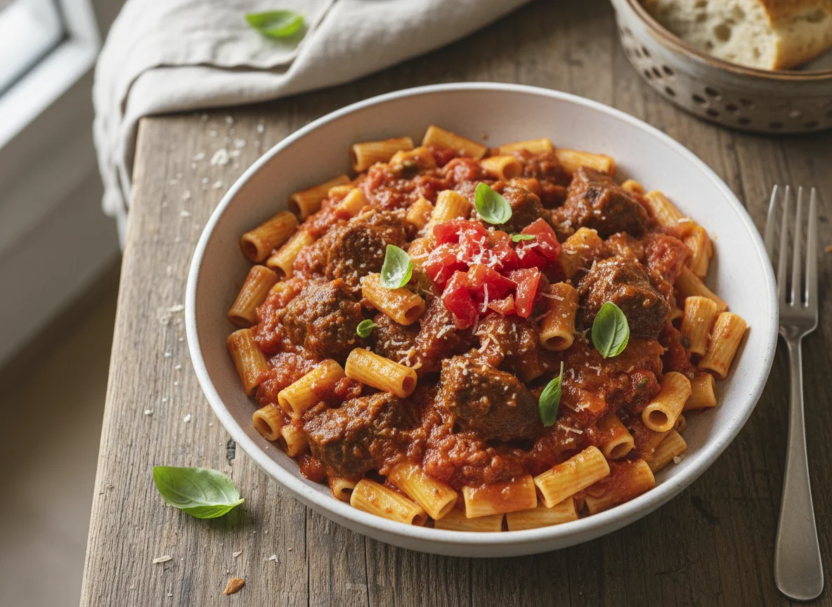 Pasta with Beef and Tomato Sauce photo