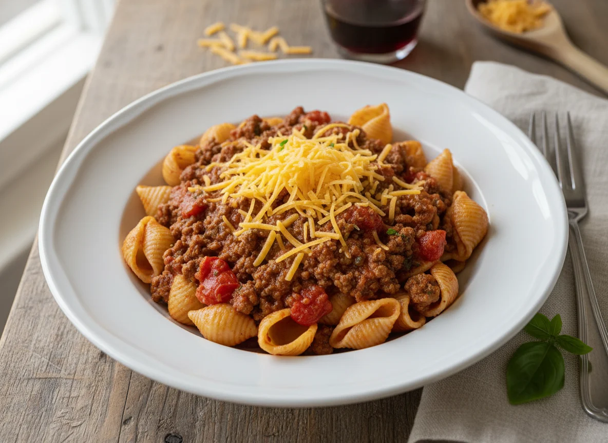 Pasta with Bolognese and Cheese photo